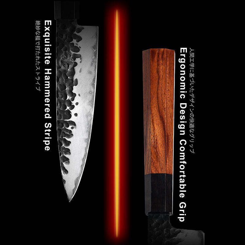 Professional Handmade Kitchen Utility Knives AUS10 Carbon Stainless Steel Utility Knife with Mkuruti Wood