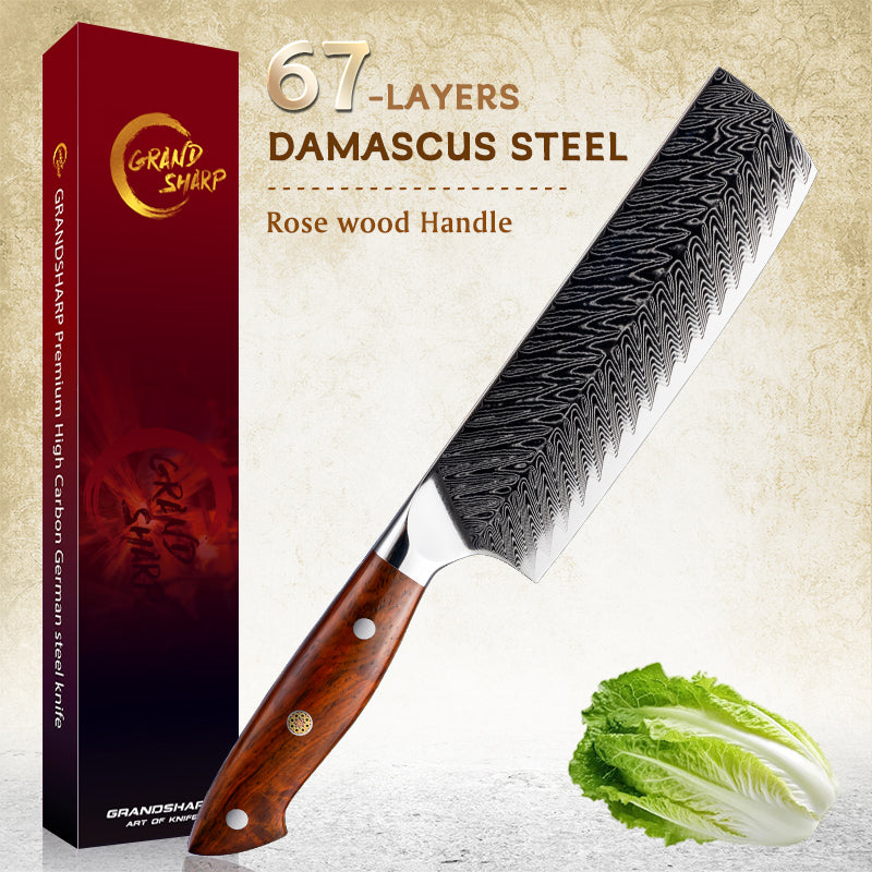 Grandsharp 5pcs Kitchen Knife Set Damascus Steel Knives High Carbon AUS10 Ultra Sharp Chef Knife Set
