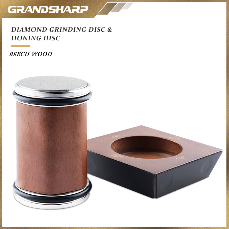 Rolling Knife Sharpener Diamond Grinding Disc and Beech Wood Magnetic Angle Support Double Side Grit Sharpener