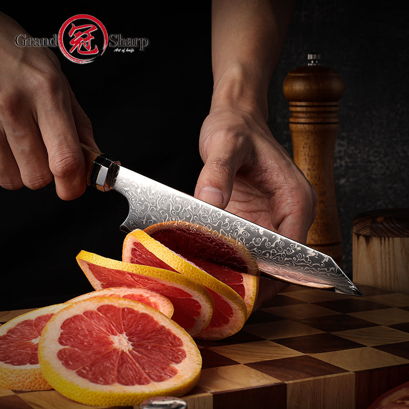 6.5 Inch Utility Knife AUS-10 Japanese Damascus Kitchen Chef Knives Meat Slicing Fruit Vegetables Chopping Knife Grandsharp