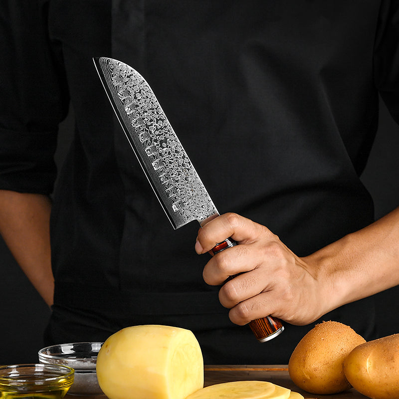 Grandsharp Custom Damascus Steel Santoku Knife