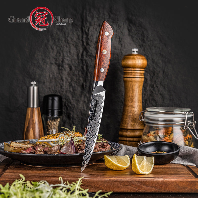 5 Inch AUS10 Super Steel 67 Layer High Carbon Damascus Chef Steel Steak Knife Dinner Table Knife Africa Rosewood Handle