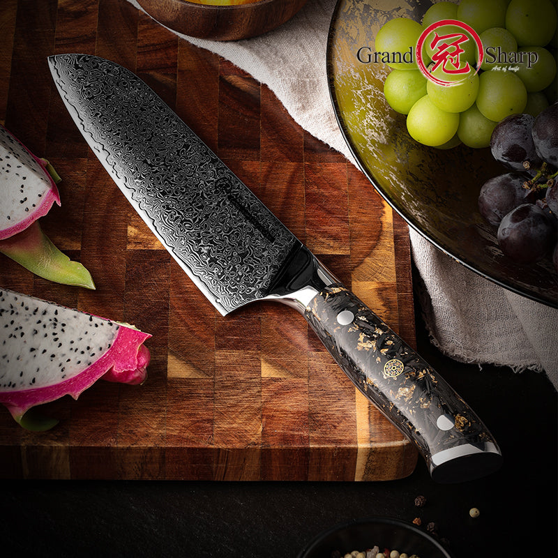 High Quality Damascus Kitchen Knife 67 Layers Damascus Steel Santoku Knife