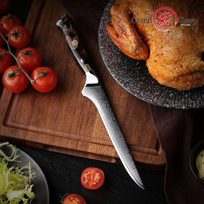 Grandsharp 10Cr15CoMoV damascus boning knife