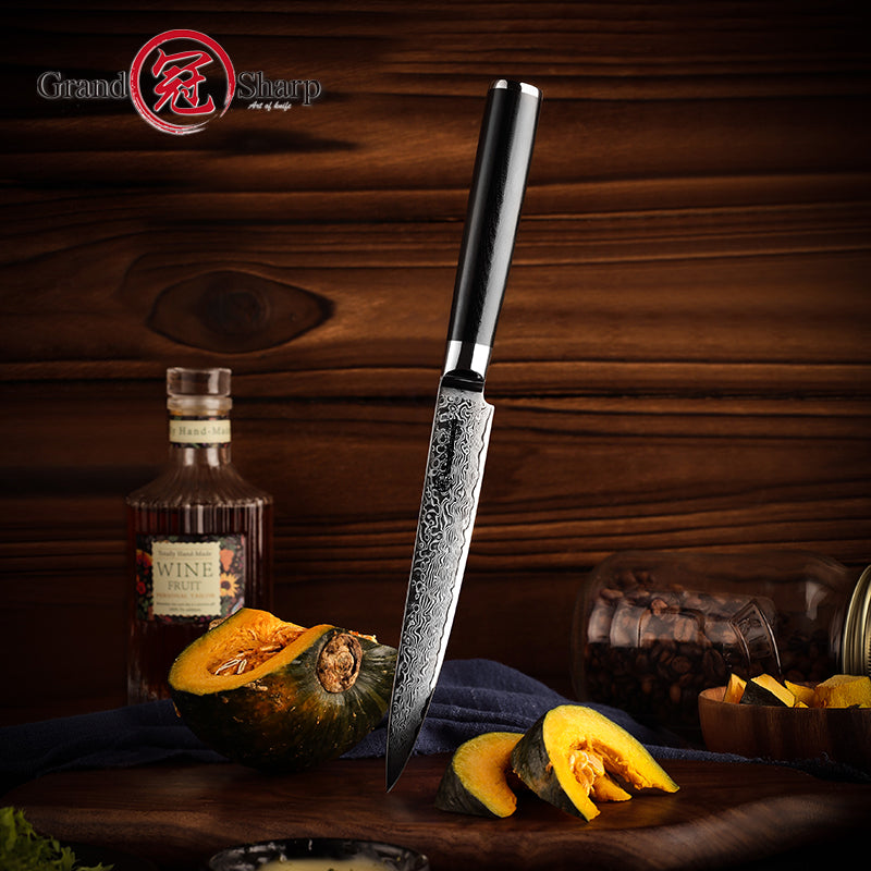 Grandsharp Black Handle 10Cr15CoMoV Damascus Utility Knife