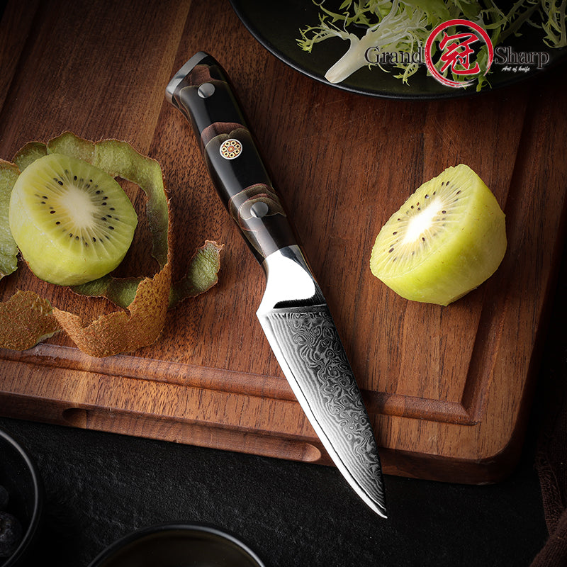 Grandsharp 10Cr15CoMoV damascus fruit paring knife