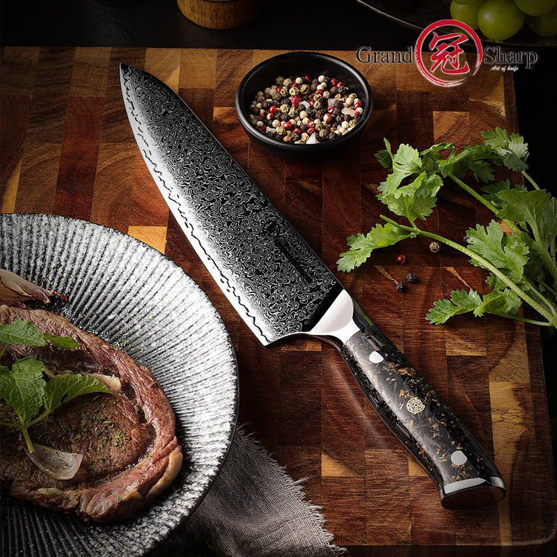 Grandsharp Damascus Kitchen Knife Professional 10Cr15CoMoV Damascus Steel Chef Knife