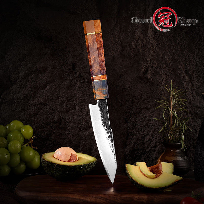 Grandsharp 5 Inch AUS10 Steel Custom Hand Forged Chef Knife Handmade High Carbon Vegetable Chopper Utility Petty Knife
