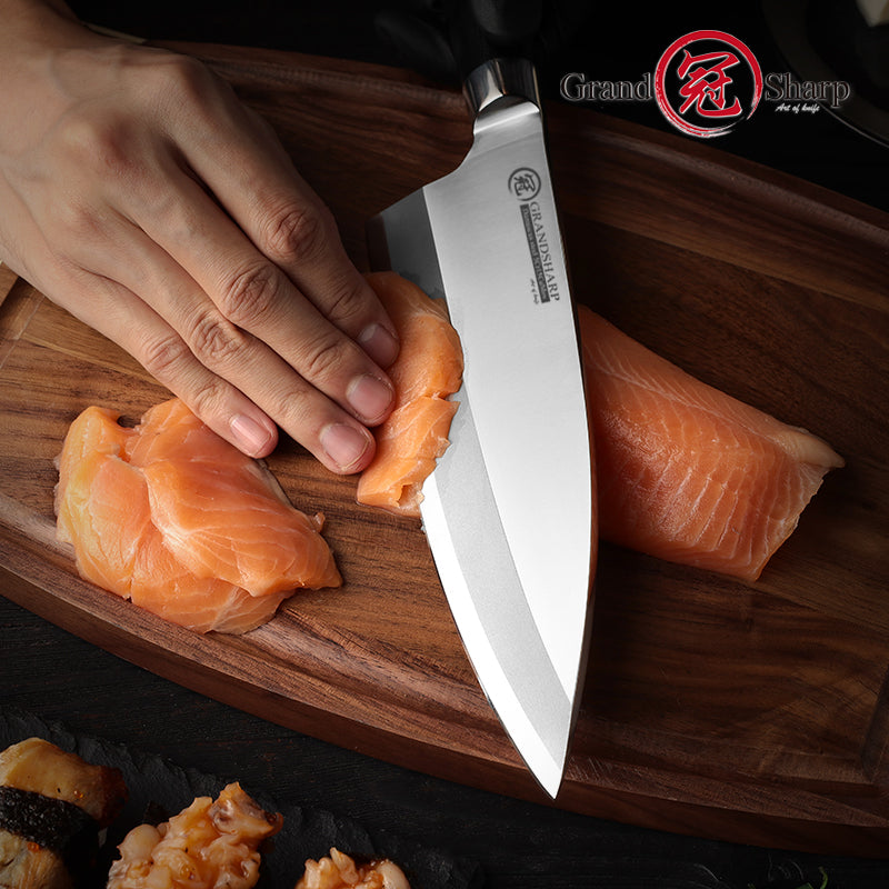 Grandsharp 5Cr15MoV Deba Knife with Black G10 Handle