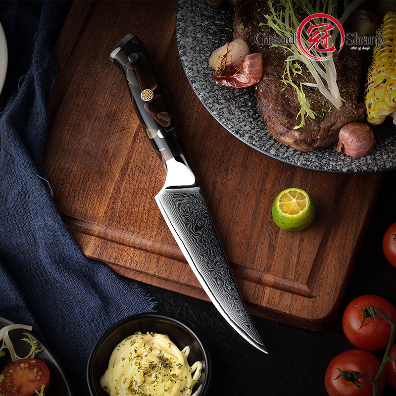 Grandsharp 10Cr15CoMoV damascus steak knife