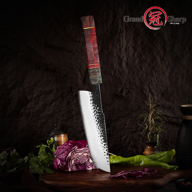 7 Inch Kitchen Nakiri Knife AUS10 Steel Handmade Nakiri Kitchen Chef Knives High Carbon Nakiri Knife with Wood Handle