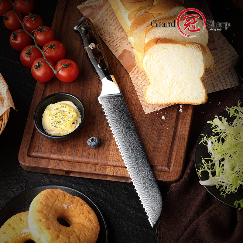 Grandsharp 10Cr15CoMoV damascus bread knife
