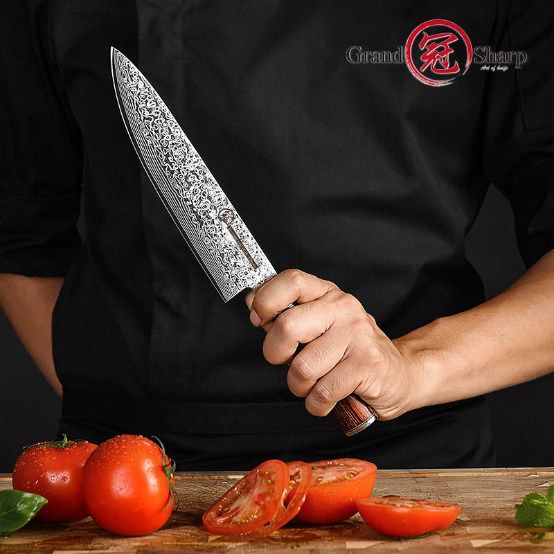 Grandsharp Hot-sale Damascus Kitchen Knife Set 67 Layers Damascus Steel Santoku Boning Kiritsuke Cleaver Utility Chef Knives Set