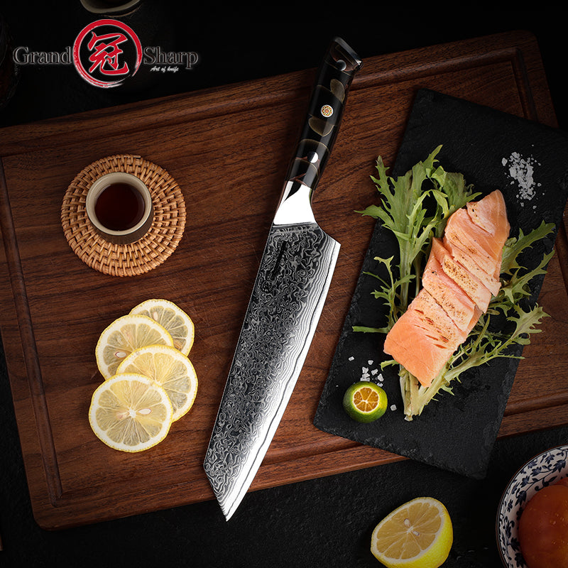 Grandsharp 10Cr15CoMoV damascus kiritsuke chef knife