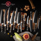 Grandsharp Premium 67 Layers Damascus Stainless Steel Kitchen Chef Knife Sets with Black Carbon Fiber and Gold-foil Resin Handle