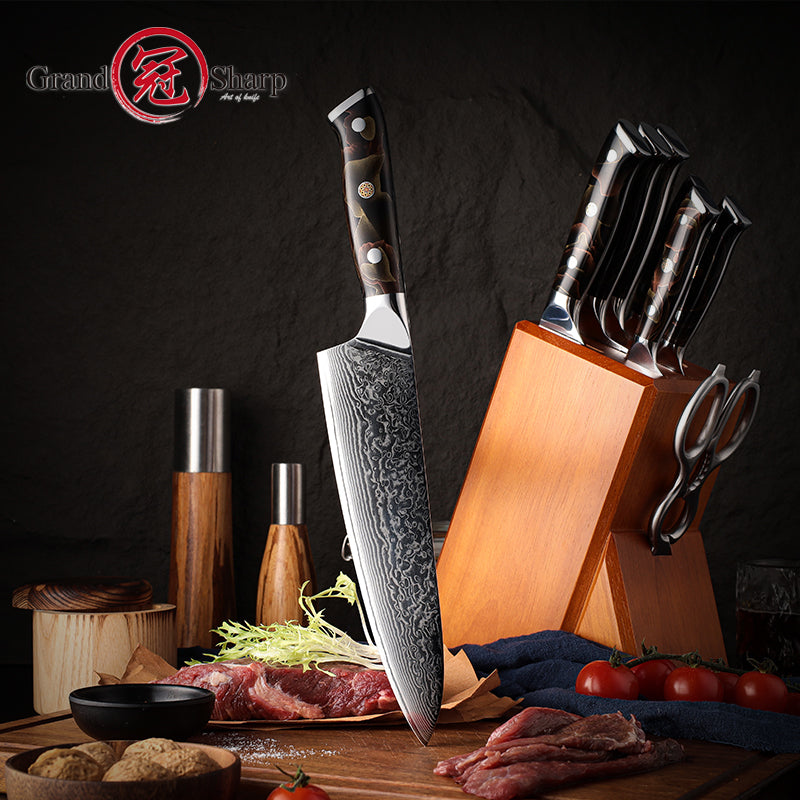 Grandsharp 10Cr15CoMoV damascus chef knife
