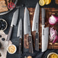 Grandsharp Damascus Kitchen Knife Set Chef Kiritsuke Santoku Nakiri Utility Knife with Ebony Handle
