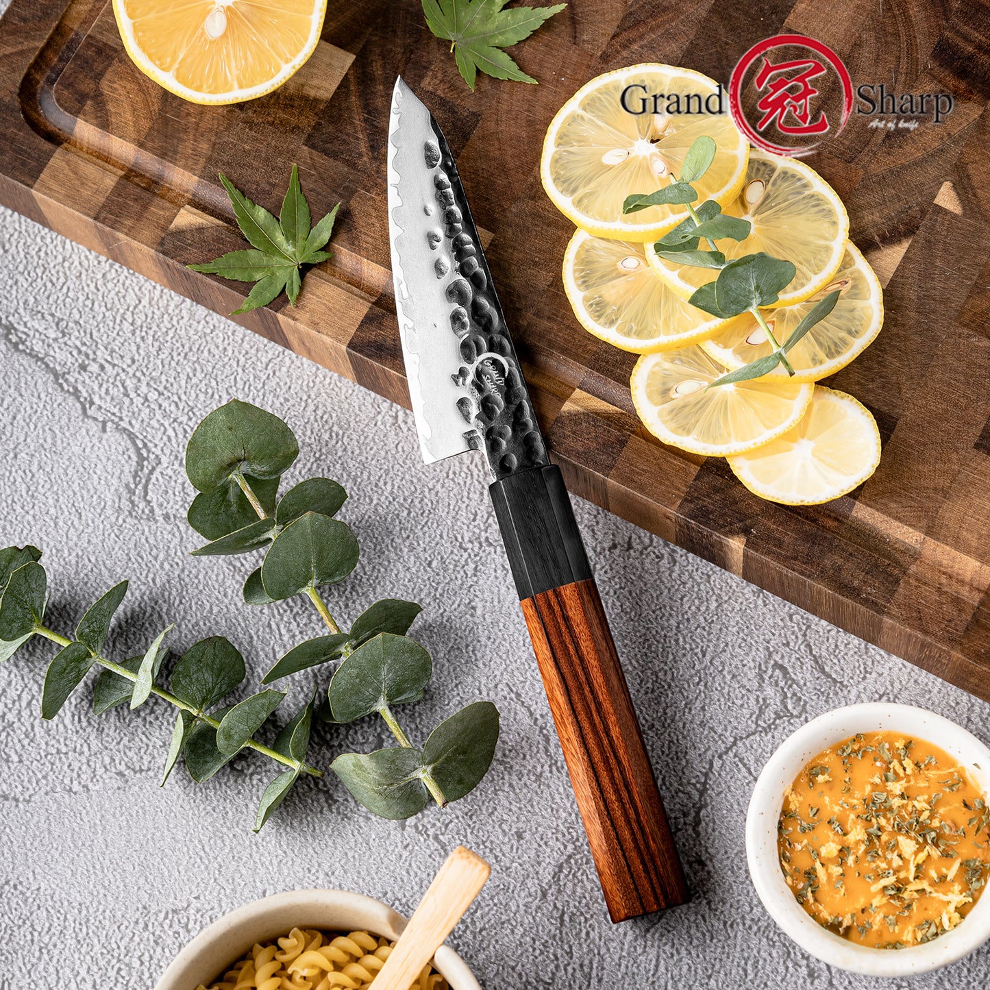 Grandsharp 4 Inch Handmade Forged AUS10 Kitchen Paring Knife With Mkuruti Wood Handle