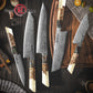 Grandsharp White Resin Handle Kiritsuke 67 Layers Real Damascus Chef Paring Utility Knife Multifunctional Kitchen Knives Set