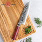 Grandsharp 7'' Santoku Knife 67 Layers S35VN Damascus Steel Carbon Fiber Red Risen Handle