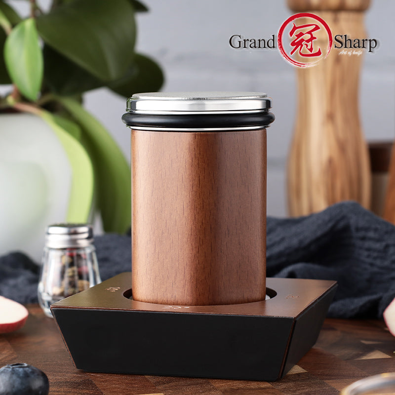 Rolling Knife Sharpener Diamond Grinding Disc and Beech Wood Magnetic Angle Support Double Side Grit Sharpener