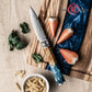 3.5" Damascus 10CR15MOV Carbon Steel Blade With Octagonal Resin+Wood Handle Vegetables Meat Cutter Chef Kitchen Knife