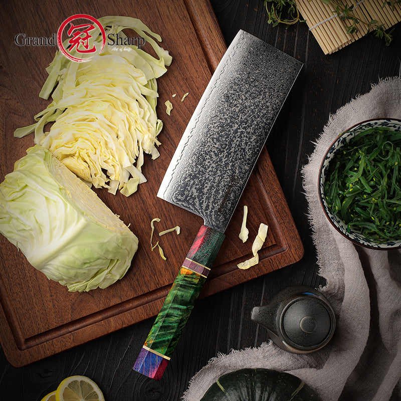 Quality 6.5 Inch Damascus Steel Kitchen Cleaver Knife Butcher Knives Meat Vegetable Chopper with Octagonal Wood Handle