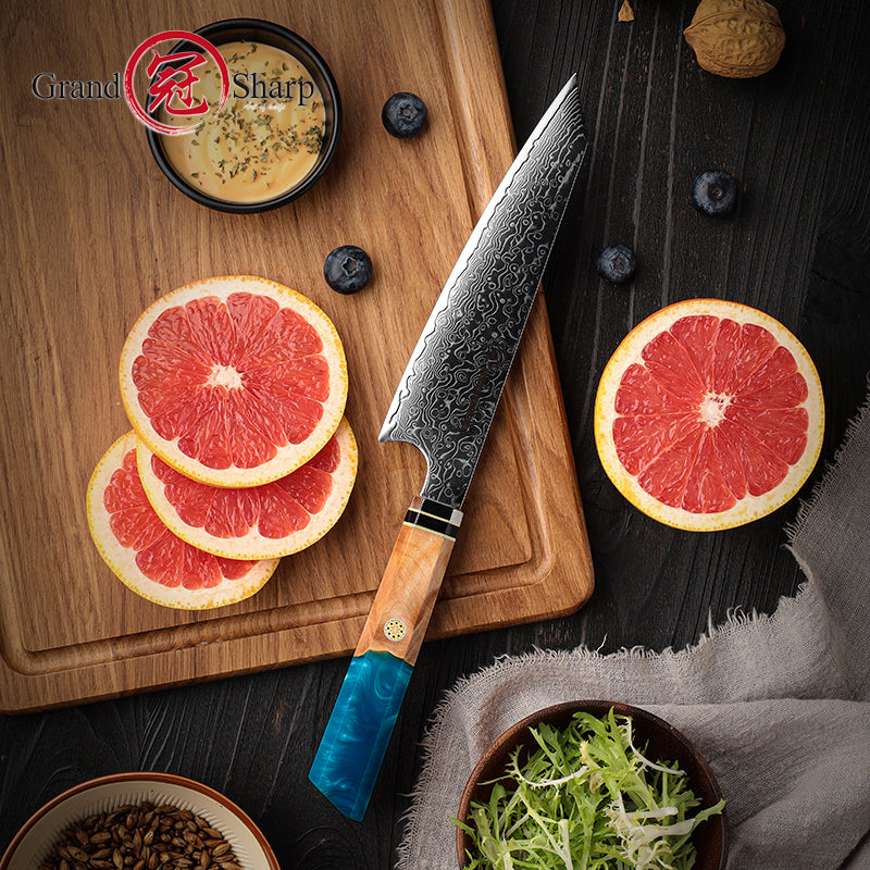 6.5 Inch Utility Knife AUS-10 Japanese Damascus Kitchen Chef Knives Meat Slicing Fruit Vegetables Chopping Knife Grandsharp