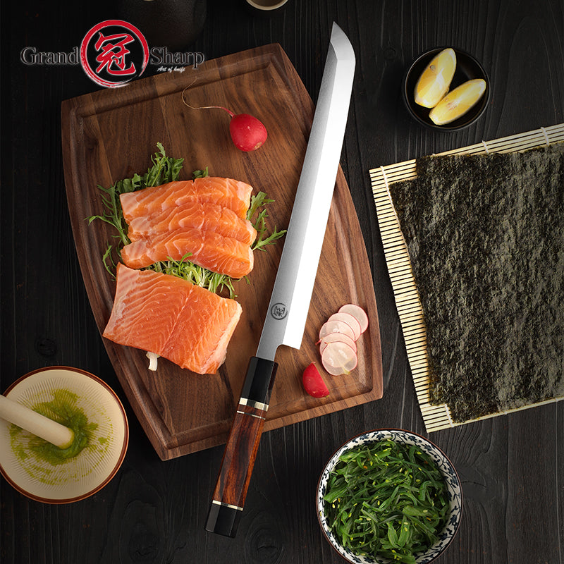 Premium Japanese Kitchen Knife Sakimaru Chef Knife 8cr18mov Steel Tuna Sashimi Cutting Tool Saya Scabbard Gift Box