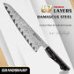 Grandsharp 9.5 Inch Damascus Steel Chef Knife with Carbon Fiber and Gold-foil Resin Handle