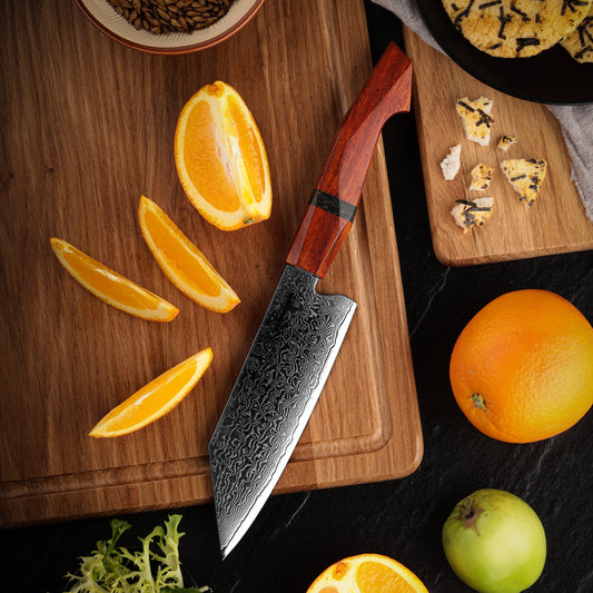 Grandsharp Professional 5.5 Inch Bunka knife Damascus 67 Layers 10Cr15C0Mov Steel Kitchen Knives For Cutting Vegetables Fruit