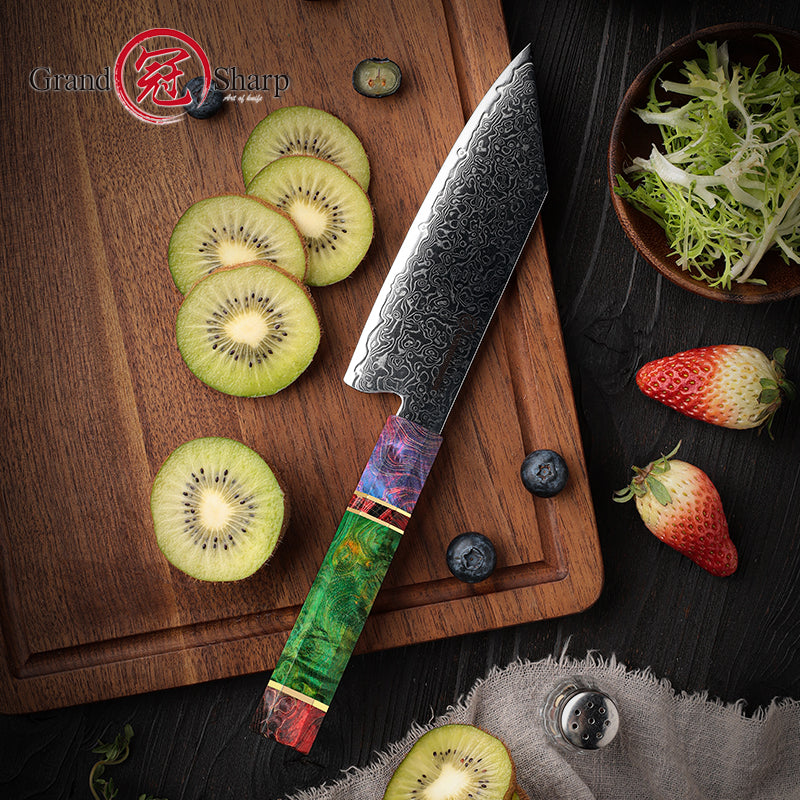 Grandsharp 5.5 Inch 67 Layers Damascus Steel Kitchen Chef Kiritsuke Knife Knife Cutting Knives Octagonal Wood Handle