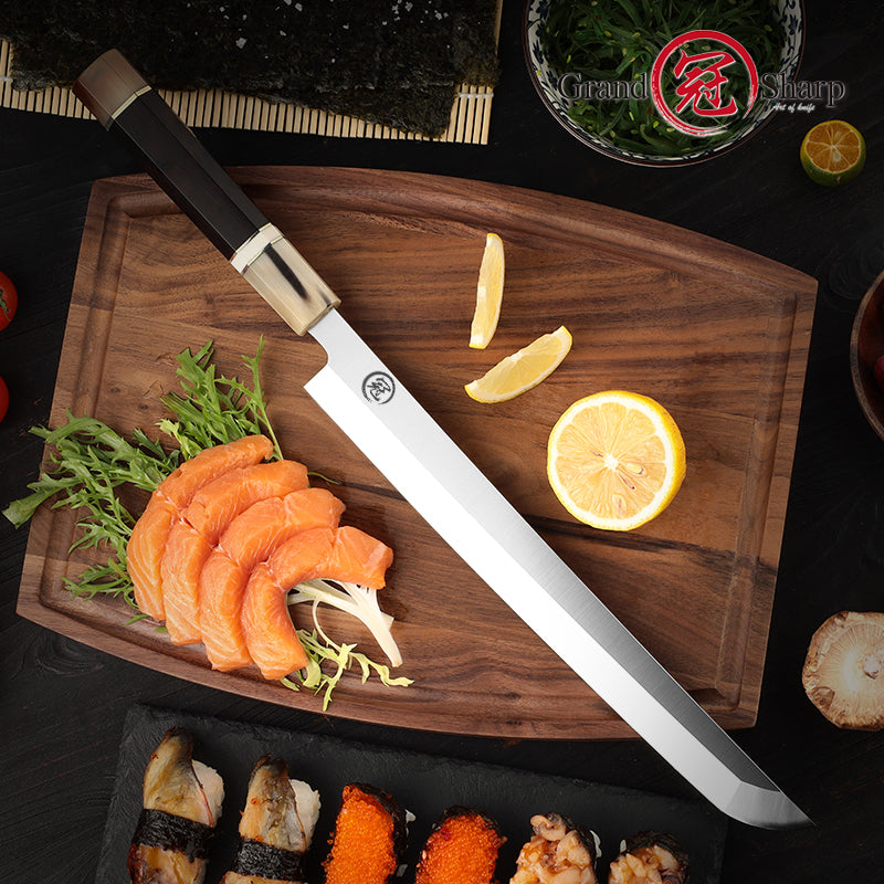 Premium Japanese Kitchen Knife Sakimaru Chef Knife 8cr18mov Steel Tuna Sashimi Cutting Tool Saya Scabbard Gift Box