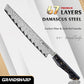 Grandsharp Damascus Steel 9.5 Inch Bread Knife 67 Layers Kitchen Bread Knives Carbon Fiber and Gold-foil Resin Handle