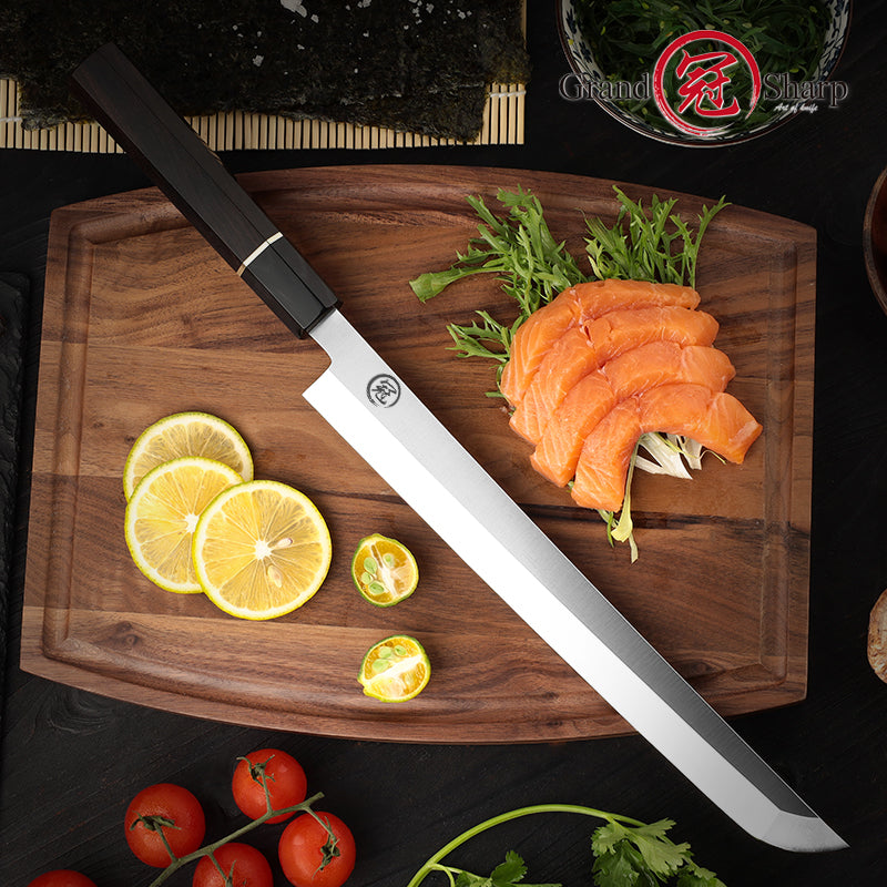 Premium Japanese Kitchen Knife Sakimaru Chef Knife 8cr18mov Steel Tuna Sashimi Cutting Tool Saya Scabbard Gift Box