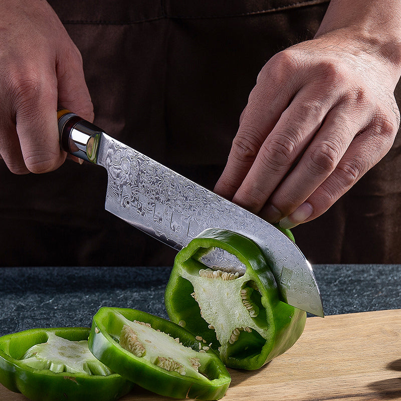 Grandsharp Custom Damascus Steel Santoku Knife