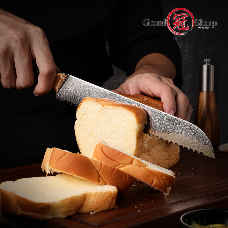 Grandsharp 10Cr15CoMoV damascus bread knife