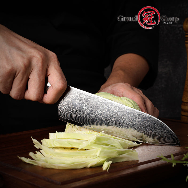 Grandsharp 10Cr15CoMoV damascus santoku knife