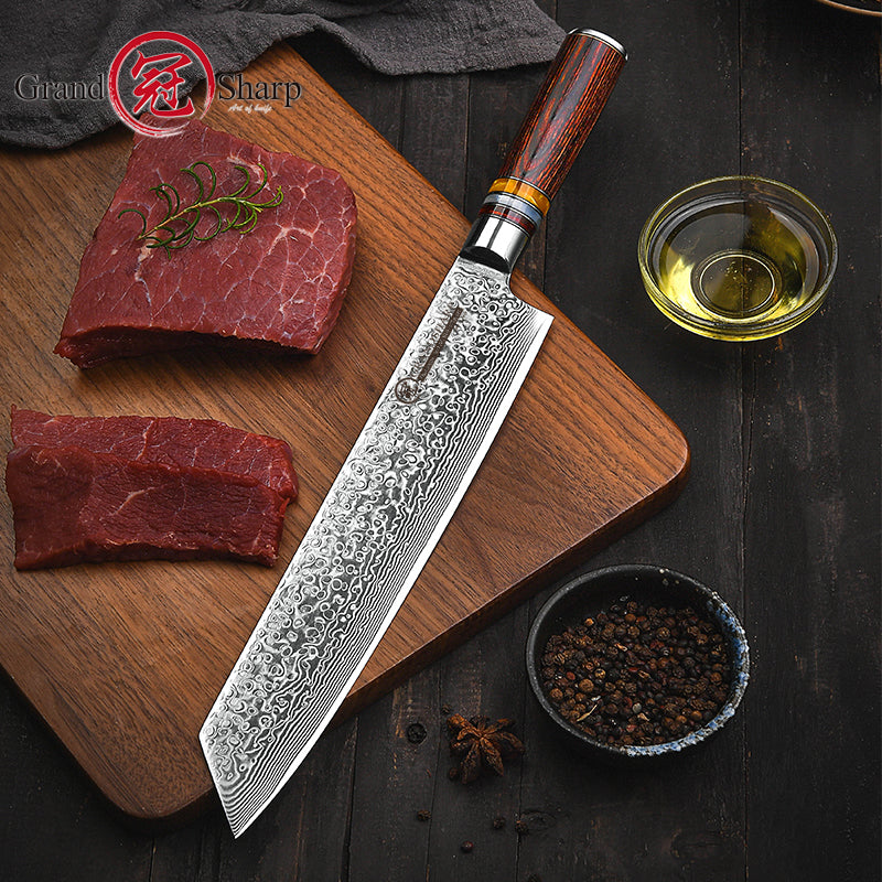 Premium 9.5" Inch Kiritsuke Kitchen Knife Japanese 67 Layers Damascus Steel Kitchen Chef Kiritsuke Knife with Pakkawood Handle