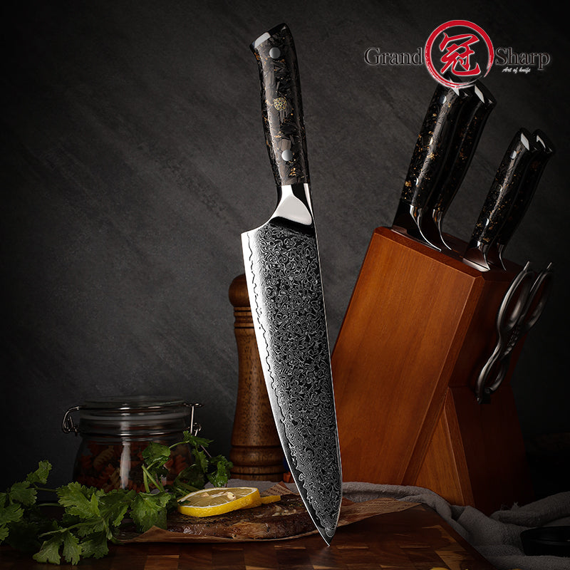 Grandsharp Damascus Kitchen Knife Professional 10Cr15CoMoV Damascus Steel Chef Knife