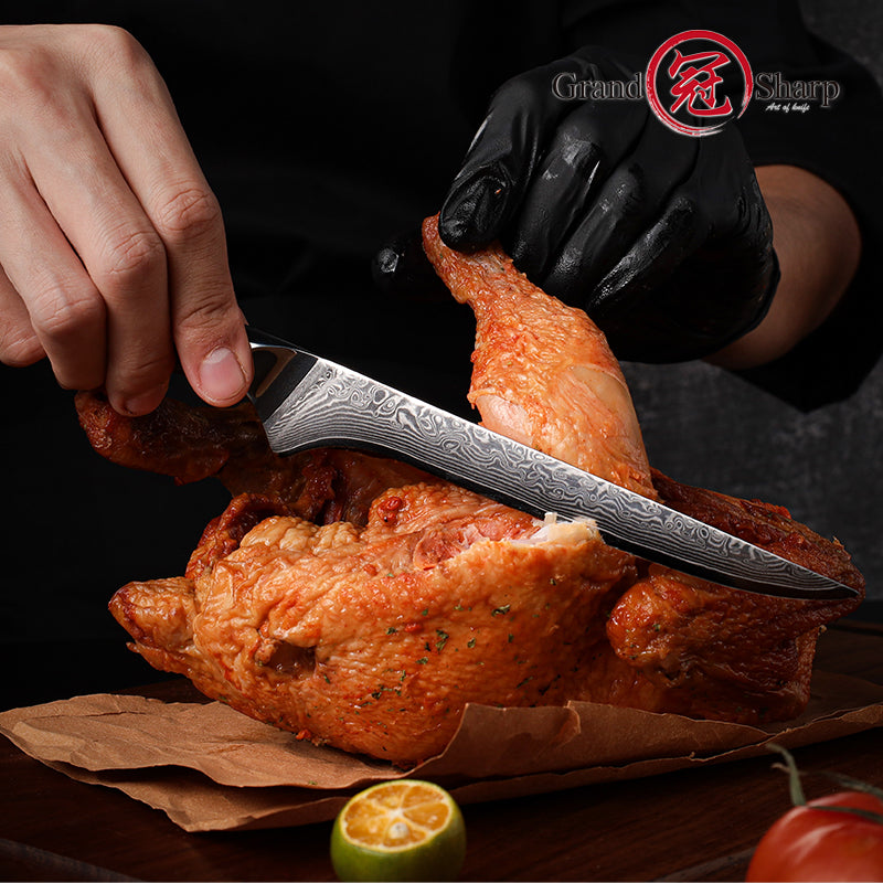 Grandsharp 10Cr15CoMoV damascus boning knife