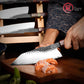 Grandsharp 7 Inch Handmade Forged 3 Layers AUS10 Steel Krirtsuke Knife Solidified Wood Handle