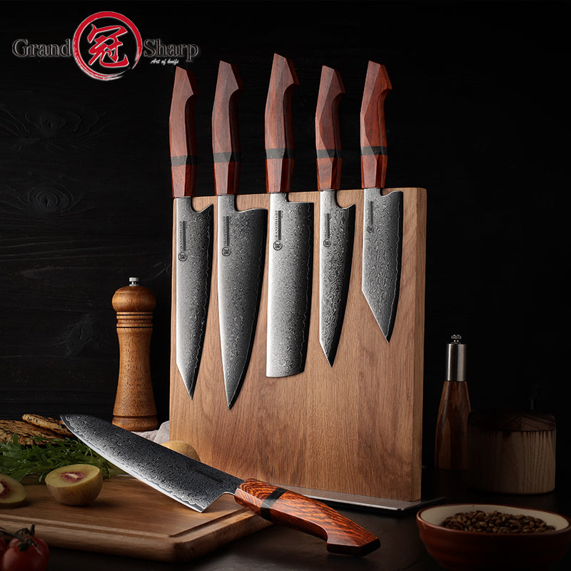 Grandsharp Knives Sets Japanese Knife 67 Layers 10Cr15MoV Damascus High Carbon Steel Chef Knives Set with Sandal Wood Handle