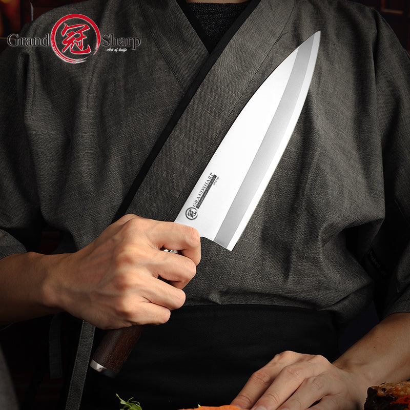 Grandsharp 5Cr15MoV Deba Knife with Wenge Wood Handle