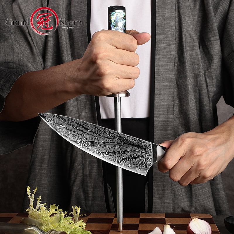 Grandsharp Hot Selling Sharpening Rod Knife Sharpener 10 Inch Honing Steel Knife Sharpening Steel