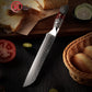 Luxury 8.2 Inch Professional Damascus Steel Serrated Kitchen Bread Knife AUS10 Bread Cutting Slicer with Wood Handle