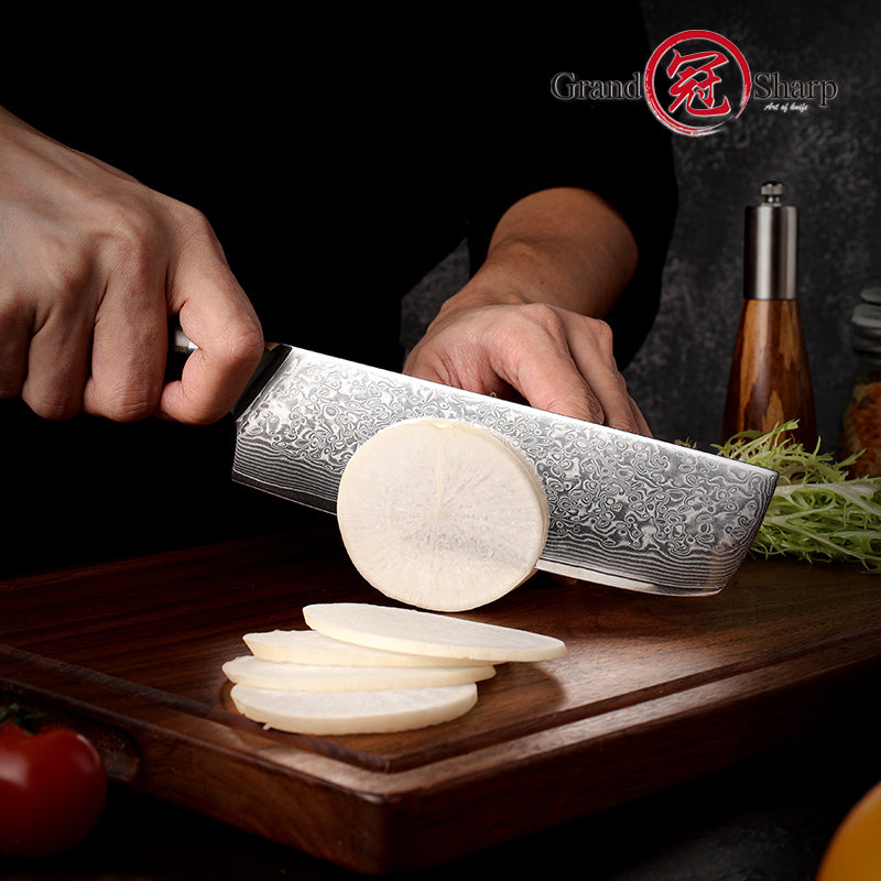 Grandsharp 10Cr15CoMoV damascus nakiri knife