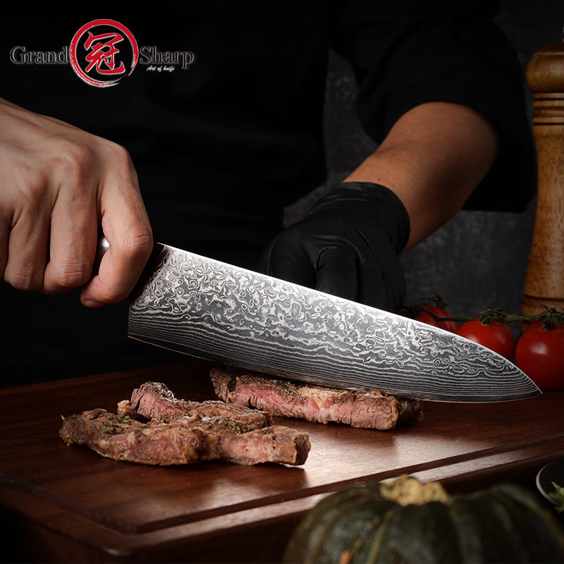Grandsharp 10Cr15CoMoV damascus chef knife