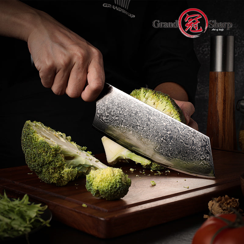 Grandsharp 10Cr15CoMoV damascus cleaver chef knife