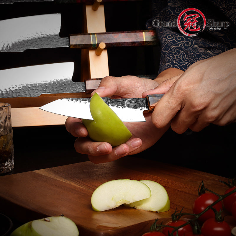 Grandsharp 5 Inch AUS10 Steel Custom Hand Forged Chef Knife Handmade High Carbon Vegetable Chopper Utility Petty Knife